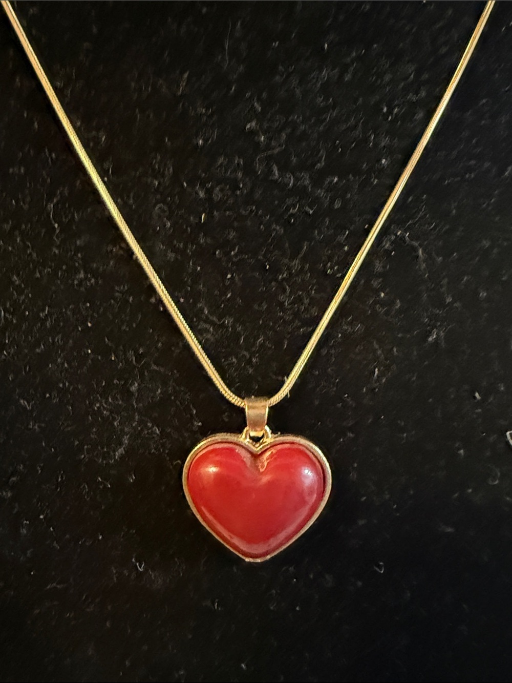 Gold Heart Pendant Necklace with Red Enamel stainless steel